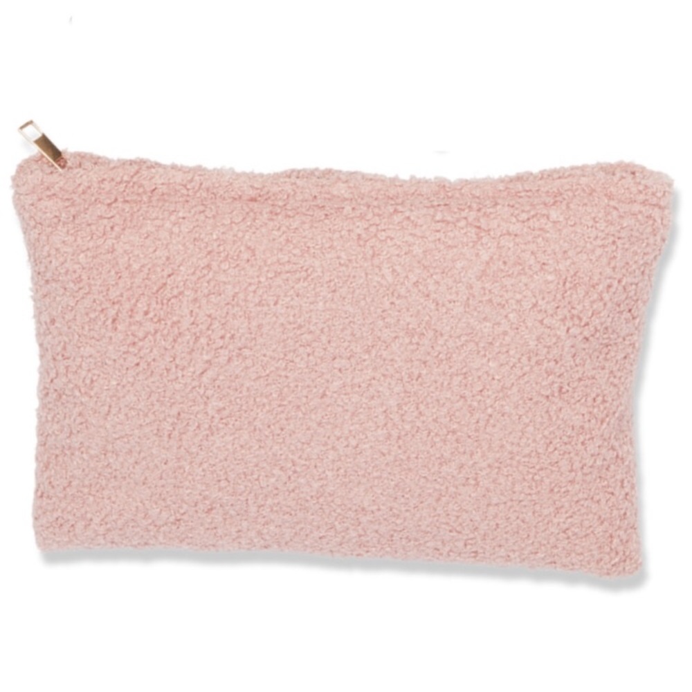 Pink Boucle Clutch Cosmetic Bag